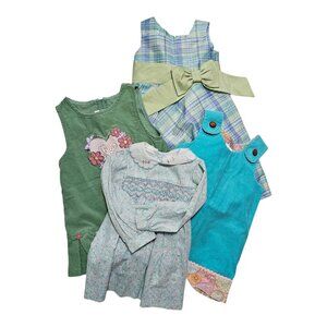 Girls Clothing Bundle Size 2T Dresses LOT Of 4 Corduroy Tartan Plaid Floral